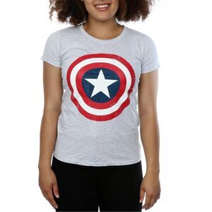 Captain America Womens/Ladies Shield T-Shirt / Heather Grey